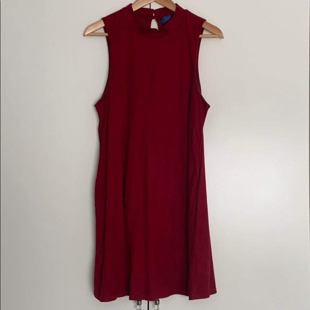 Blue Rain Sleeveless Red Velvet Dress